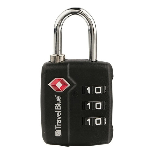 Candado Con Combinacion Tsa Rojo Maxima Seguridad 3 Diales Color Negro