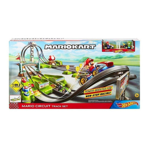 Hot Wheels, Pista Mario Kart Circuito Largo Color Azul