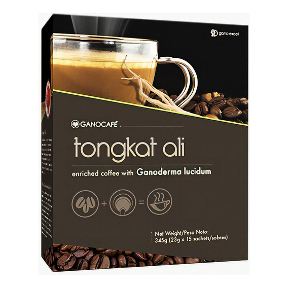 Gano Café Tong Kat Ali Ganoderma, Ginseng Caja (15 Sobres)