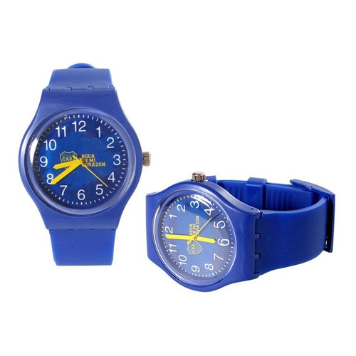 Reloj Pulsera Boca Juniors Unisex Malla Caucho Original Color de la malla Azul Color del bisel Azul Color del fondo Azul