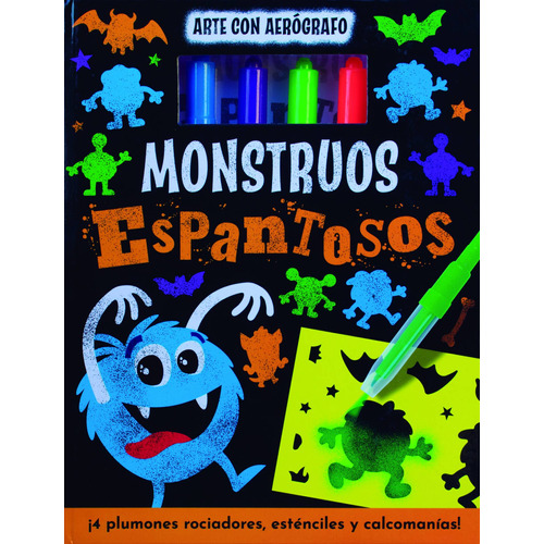 Arte con Aerógrafo: Monstruos Espantosos.: Libro para colorear Arte con aerógrafo: Monstruos Espantosos, de Varios. Editorial Silver Dolphin (en español), tapa dura en español, 2022