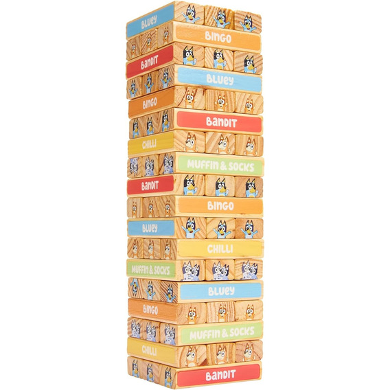 Bluey Torre Tambaleante 54 Bloques De Madera Juego Niños 3+