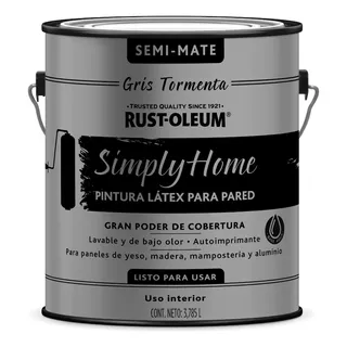 Látex Simply Home Rust Oleum Gris Tormenta Semimate 3,785 Lt
