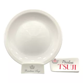 6 Plato Playo Postre 19 Cm Porcelana Con Sello Tsuji Color Blanco Liso