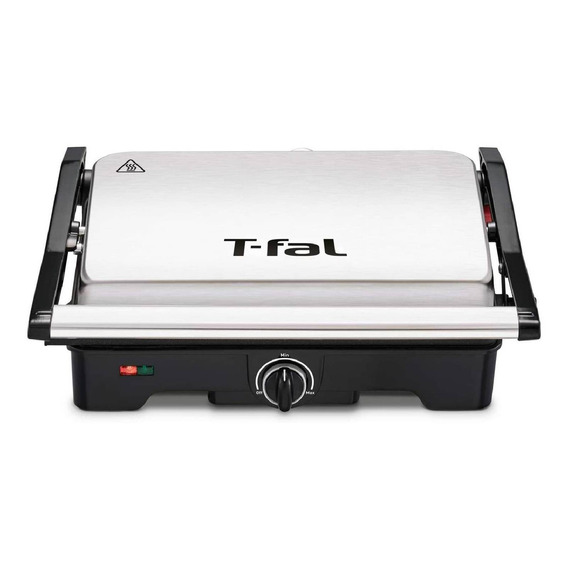 Parrilla Panini Eléctrica T-fal Sw332dmx Antiadherente Color Plateado