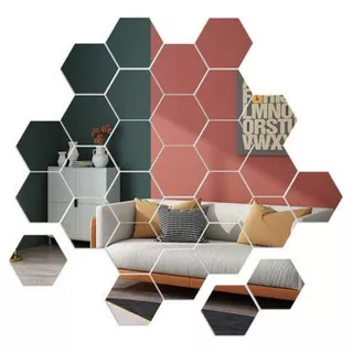 Espelho Em Acrilico De Decorativo Parede Hexagonal 10 Peças Cor Da Moldura Gold