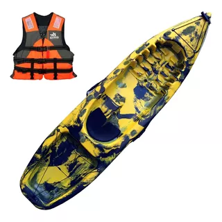 Kayak Pinguim 1 Plz Resistente Estable + Chaleco Aventureros Color Camo Verde