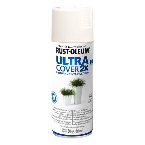 Rust Oleum pintura aerosol ultra cover colores 340ml color blanco mate