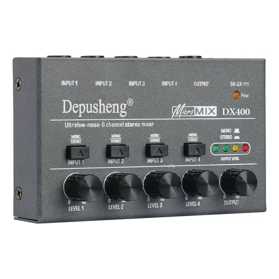 Depusheng Mini Mezclador De Audio Estéreo 4 Canal Low Noise