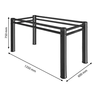 Base De Mesa Retangular Jantar 6 Lugares Preto Fosco 150cm