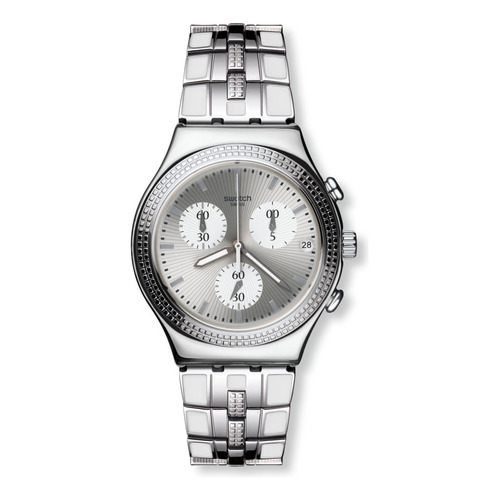 Reloj Swatch Crystal Cascade De Acero Ycs580g Color De La Malla Plateado Color Del Bisel Plateado Color Del Fondo Plateado