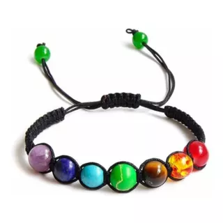 Pulsera Brazalete 7 Chakras Piedras Naturales Macramé Balance Emocional Y Espiritual