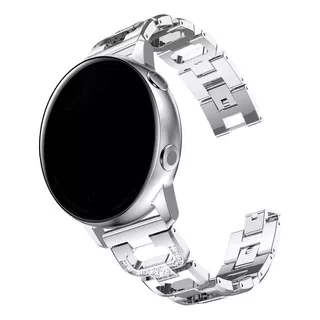 Pulseira 20mm Metal Luxury Para Samsung Galaxy Watch 3 41mm Cor Prata
