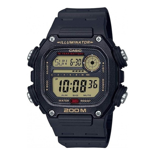 Reloj pulsera digital Casio DW-291 con correa de resina color negro - fondo beige