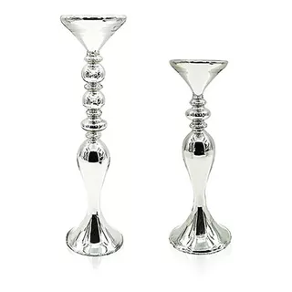 Set Portavela Candelabro Vidrio Centro Mesa Elegante Moderno