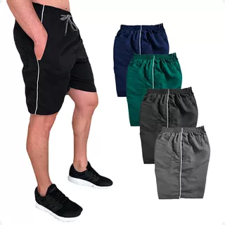 Kit 4 Short Tactel Masculino 3 Bolsos Esporte 1 Listra