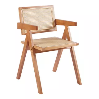 Silla Sitial Butaca Chandigarh Madera Rattan Natural