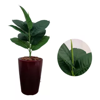 Planta Artificial Ficus Lyrata +vaso Marmorizado Polietileno