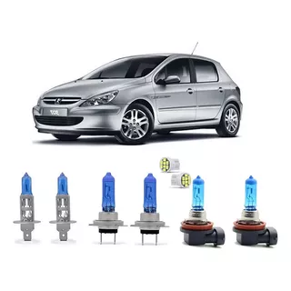 6 Lampada Super Branca Farol Peugeot 307 2003 A 2012 8500k