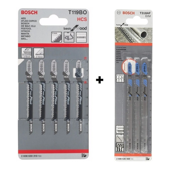 Kit Bosch De Hojas Sierra Caladora Para Metal Y Madera 8 Pzs