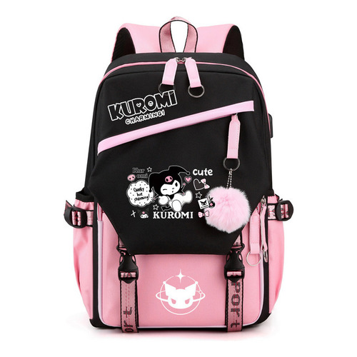 Mochila Escolar Kuromi Melody Peripheral De Gran Capacidad 1 Color 2023 Figure 2 Lying Black Powder