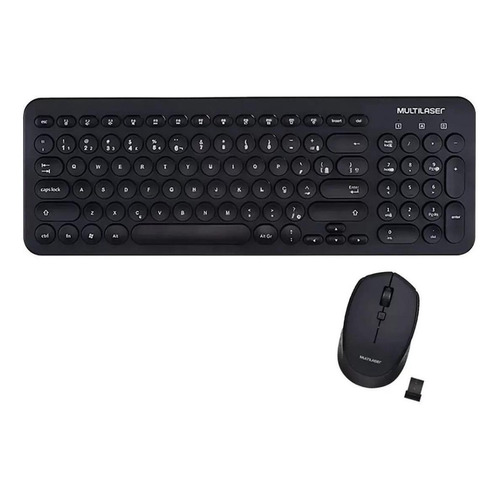 Kit de teclado y mouse inalámbrico Multilaser TC231 Portugués Brasil de color negro
