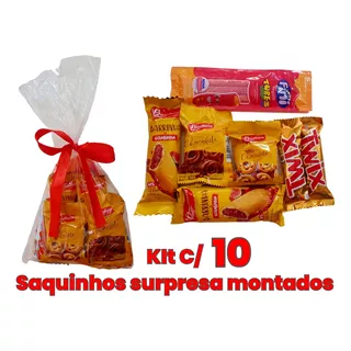 Kit Saquinho De Doces- 10 Saquinhos Surpresa Natal