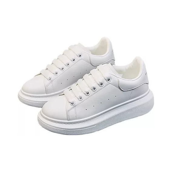 Tenis Casuales De Suela Gruesa Blancos Para Mujer