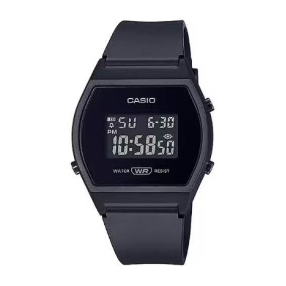Reloj pulsera Casio Youth LW-204 de cuerpo color negro, digital, fondo negro, con correa de resina color negro, dial gris, minutero/segundero gris, bisel color negro
