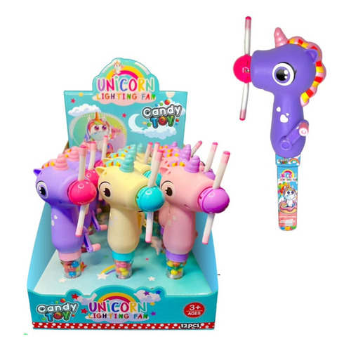 Dulce Candy Toy Ventilador Unicornio Lighting Fan X 12 Uds