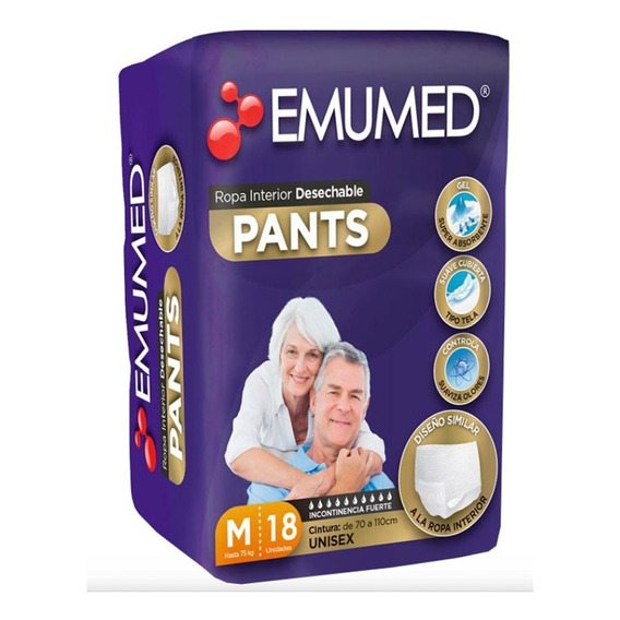 Pañales Adulto - Emumed Pants - Talla M - 18 Uds.