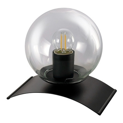 Lampara Velador Globo Transparente Base Negra Apto Led E27