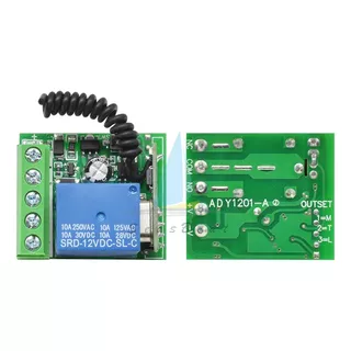 Módulo Relé 12v Ch1 Rf 433mhz + 1 Control Remoto 2 Boton