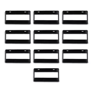 Porta Placas Negro Liso Personalizable Plástico 10 Par