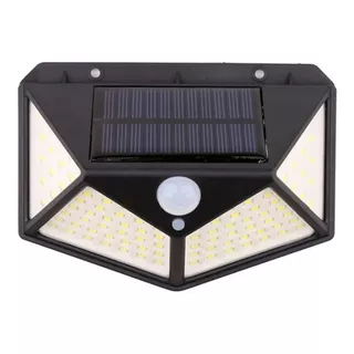 Aplique Reflector Led Panel Solar 100 Leds Sensor Movimiento Color De La Carcasa Negro Color De La Luz Blanco Frío