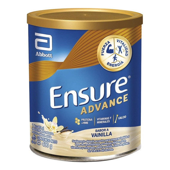 Suplemento en polvo Abbott  Ensure Advance carbohidratos sabor vainilla en lata de 400g