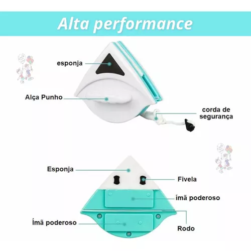 Limpa Vidros Magnético Rodo Mágico Dupla Face Super Ímã 2un