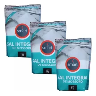 Kit 3 Pouchs Sal Integral De Mossoró Fino 1kg Cada Smart