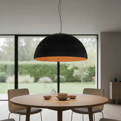 Colgante Led 66w Cct Ø40cm Negro Interior Símil Madera Mks - Negro