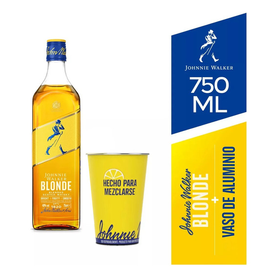 Whisky Johnnie Walker Blonde 750ml + 1 Vaso Acero Inox