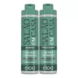 Eico Shampoo Hidratação 800ml E Condicionador Leave-in 750ml Salão Em Casa Cachos Definidos Óleos Argan Cacheado Crespos E Ondulados