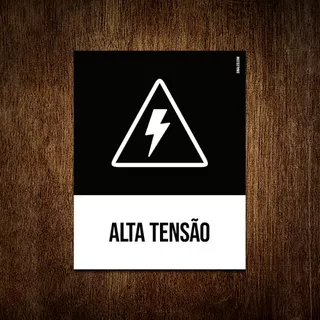 Placa Sinalização Ícone - Alta Tensão 18x23