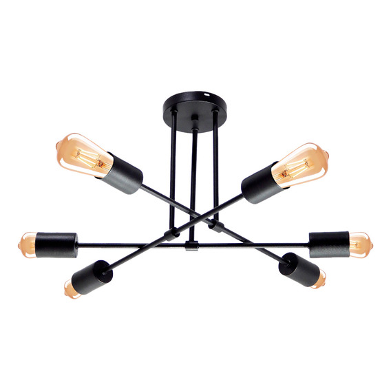 Lámpara araña de techo Gioluce Yaco 6 Luces Negro 220V