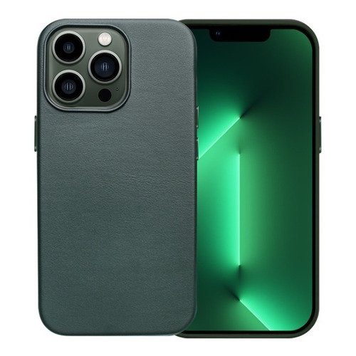 Funda magnética de piel para iPhone14/Pro/Promax, color verde