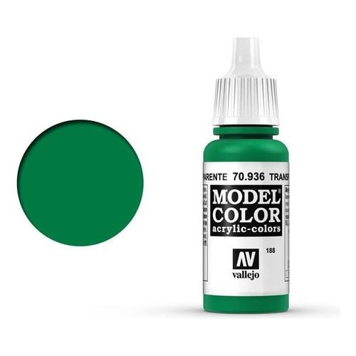 Vallejo Model Color 17ml Pintura Acrílica Color 188 Verde Transparente 70.936