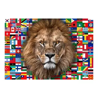 Bandeira Leão Da Tribo De Judá 2,0m X 1,45m Com Todas Nações