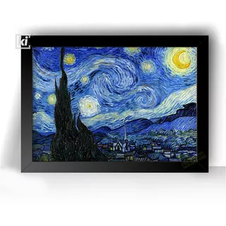 Quadro Decorativo Noite Estrelada Van Gogh Decoração 32x44cm