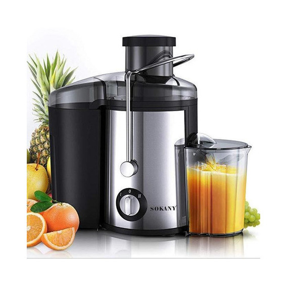 Extractor De Jugos Automatico Frutas Y Verduras Sokany 800w Color Plateado