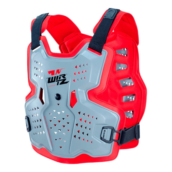 Pechera Motocross Enduro Wirtz Elevate Proteccion Gris Rojo