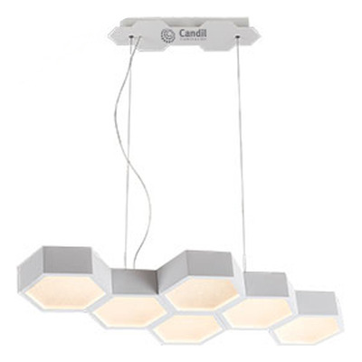 Colgante Led Panal 6 Luces High 36w Blanco Deco Moderno  